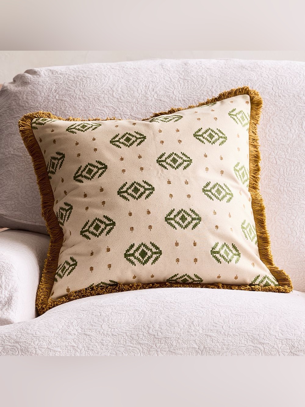 Geometric Embroidery Accent Pillow